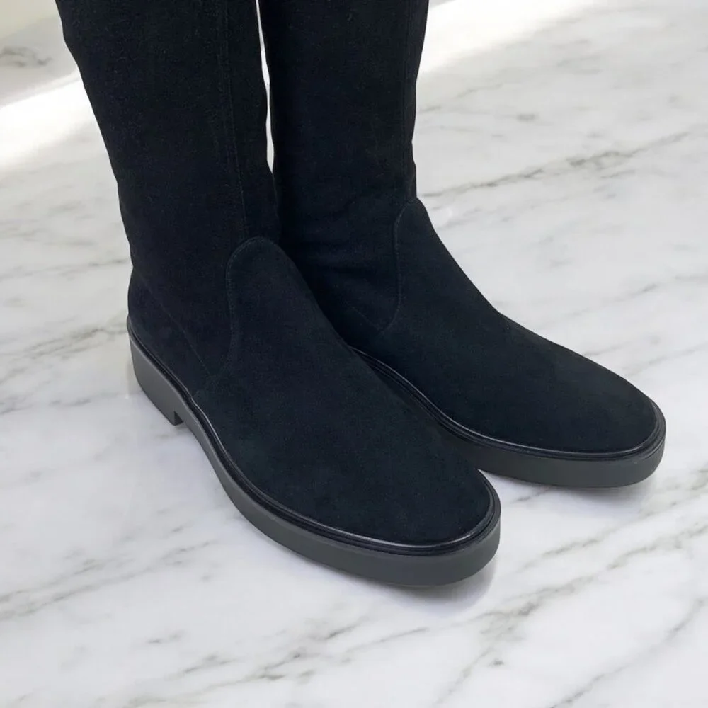 NIB Authentic Stuart Weitzman Mara Over the Knee Platform Boot Black Suede